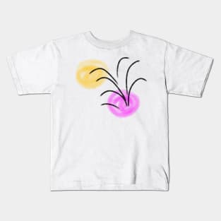 Pink yellow black abstract line art Kids T-Shirt